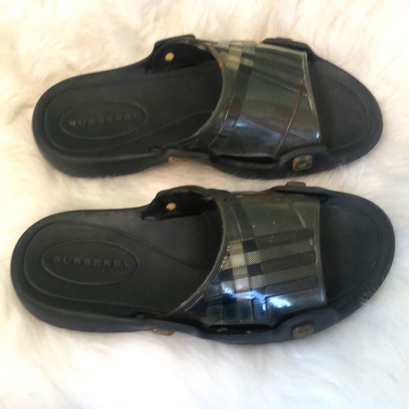 Burberry Check Print Rubber Pool Slide Sandals Mens Size 40 - Picture 2 of 9